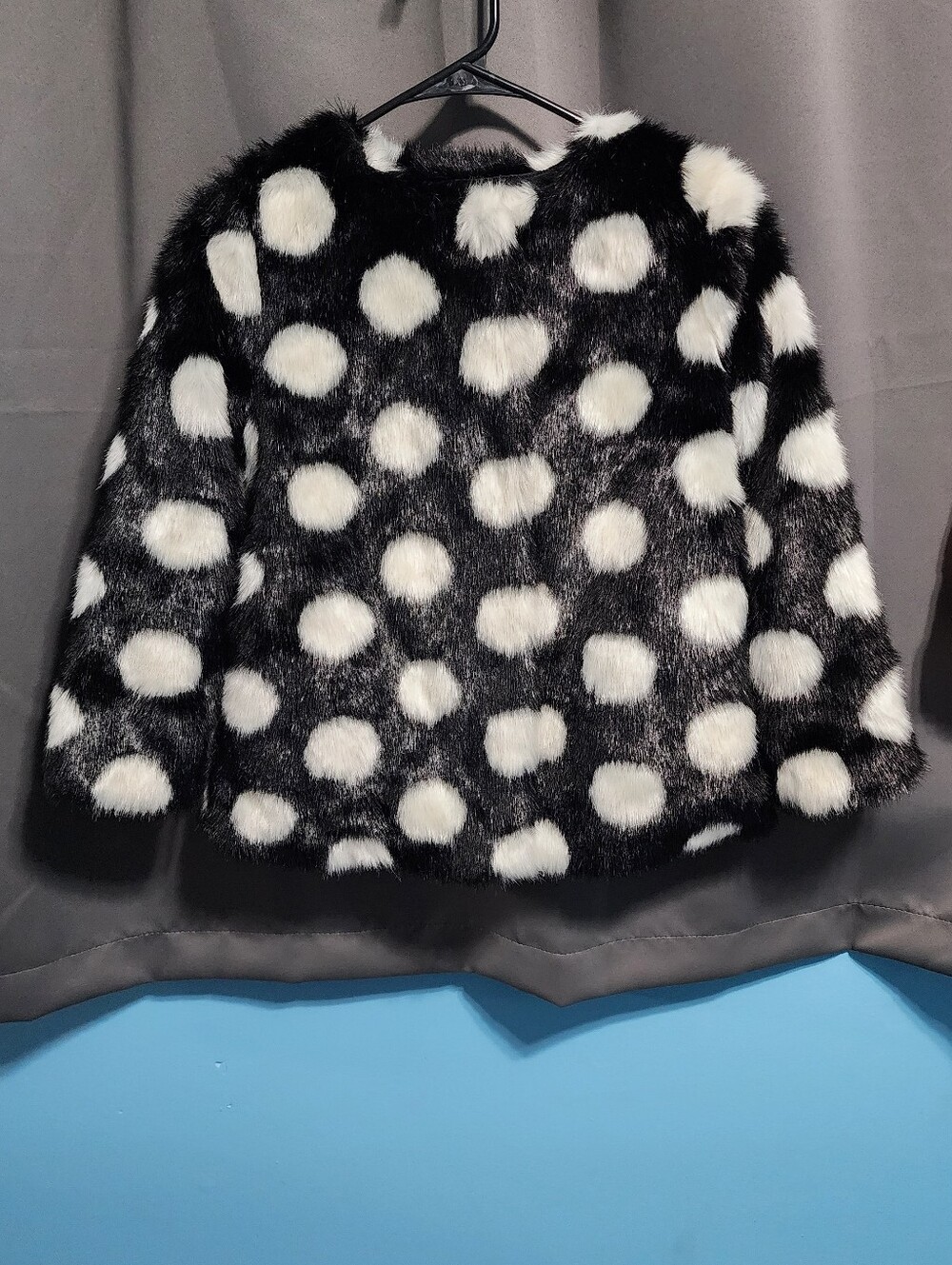 Kate Spade New York Girls Polka Dot Faux Fur Coat Jacket Size 8 "Skirt the Rules